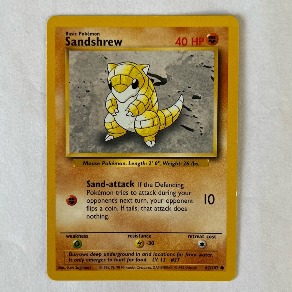 Vintage Pokemon Sandshrew Playing Card